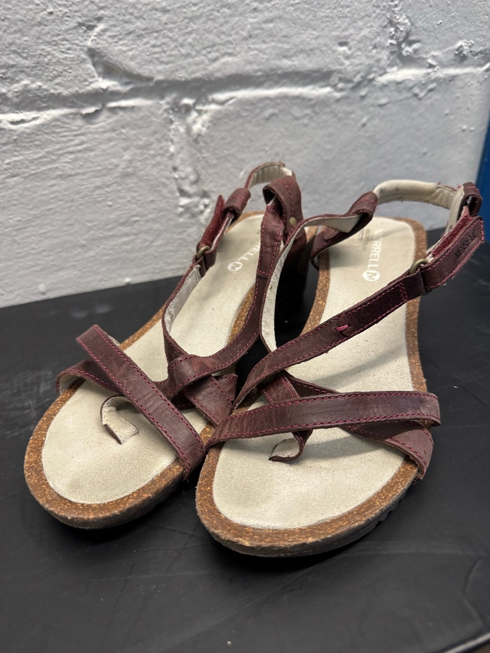 Merrell Women's Burgundy Leather Strappy Sandals